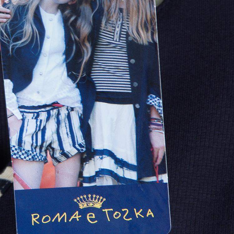 Pre Owned Roma e Tosca Navy Blue Contrast Neckline Tshirt 14 Yrs 