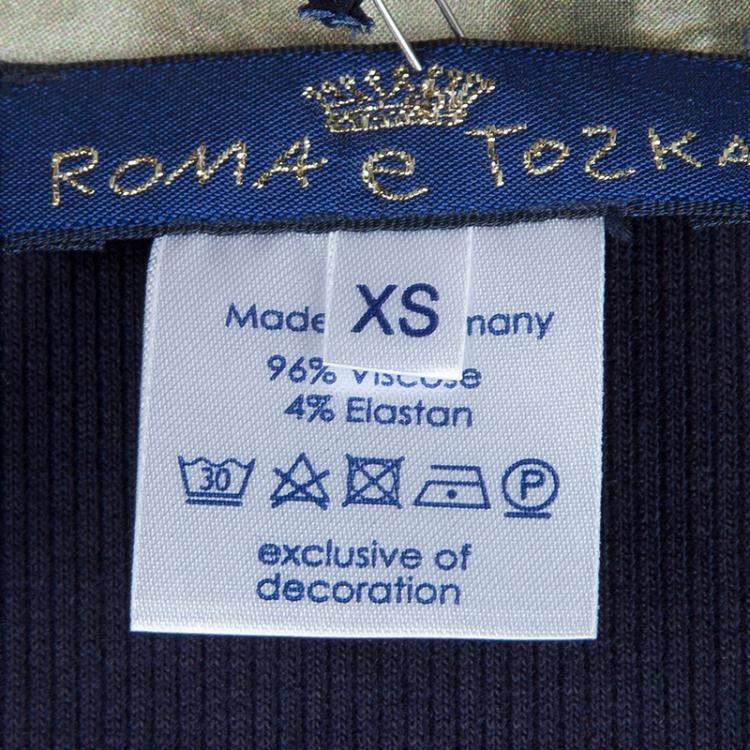 Pre Owned Roma e Tosca Navy Blue Contrast Neckline Tshirt 14 Yrs 