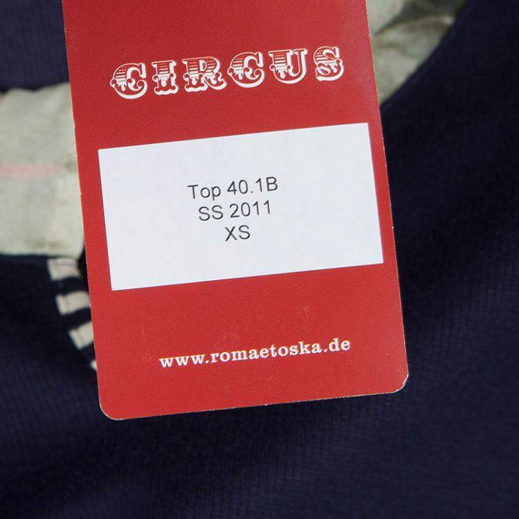 Pre Owned Roma e Tosca Navy Blue Contrast Neckline Tshirt 14 Yrs 