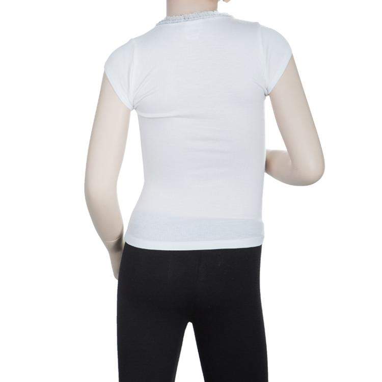 Pre Owned Roma e Tosca White Lace Trim Tshirt 6 Yrs 