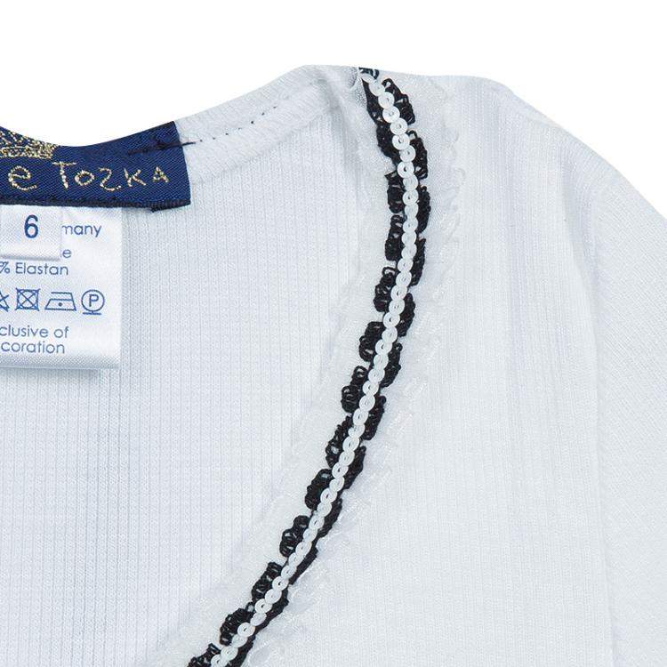 Pre Owned Roma e Tosca White Lace Trim Tshirt 6 Yrs 