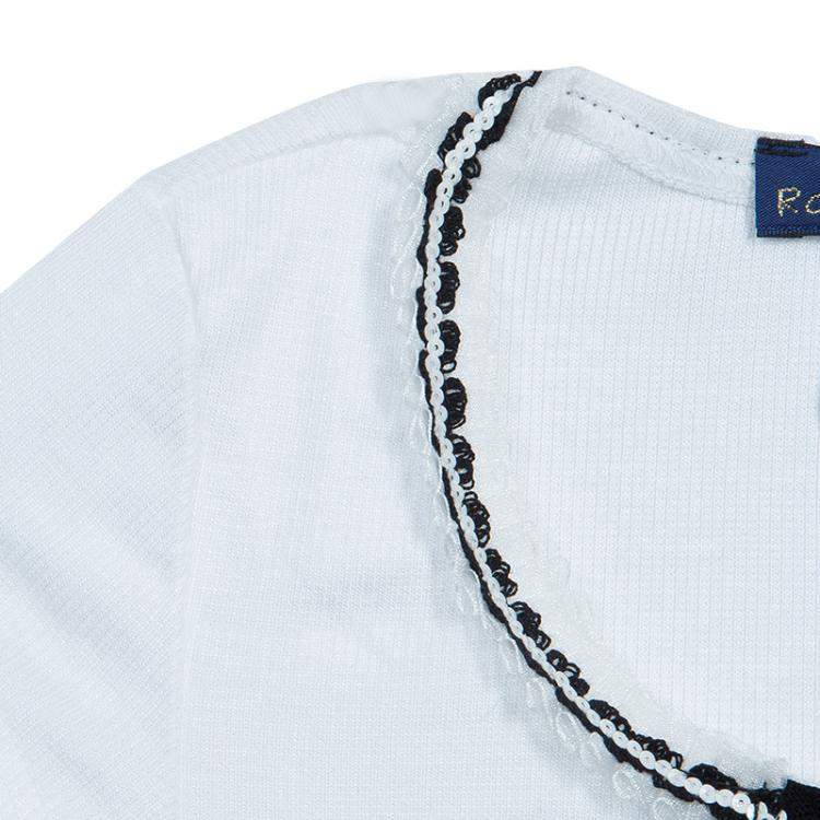 Pre Owned Roma e Tosca White Lace Trim Tshirt 6 Yrs 