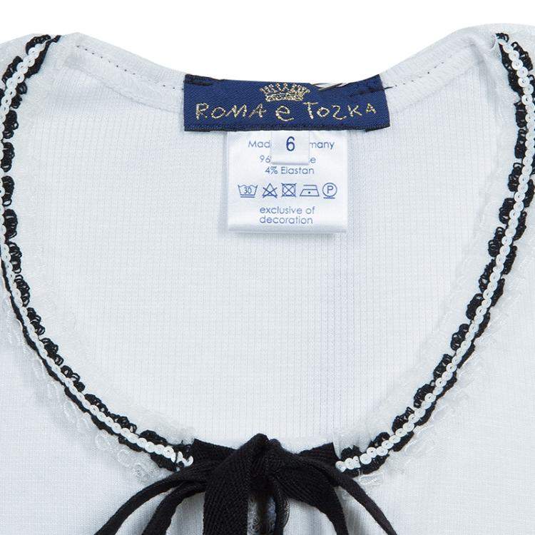 Pre Owned Roma e Tosca White Lace Trim Tshirt 6 Yrs 