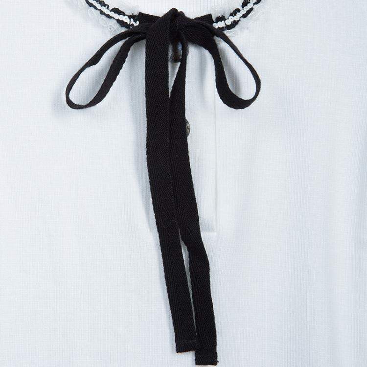 Pre Owned Roma e Tosca White Lace Trim Tshirt 6 Yrs 