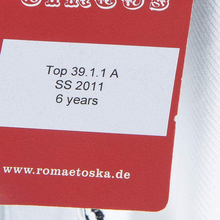 Pre Owned Roma e Tosca White Lace Trim Tshirt 6 Yrs 