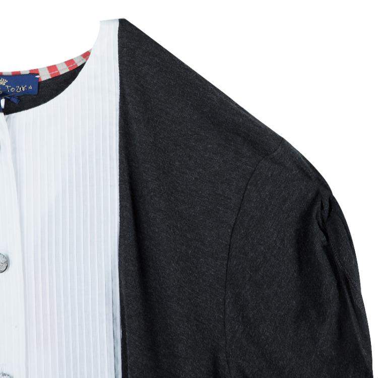 Pre Owned Roma e Tosca Dark Grey Contrast Pintuck Detail Tshirt 10 Yrs 