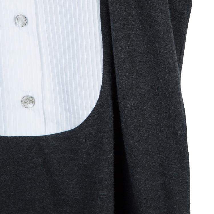 Pre Owned Roma e Tosca Dark Grey Contrast Pintuck Detail Tshirt 10 Yrs 