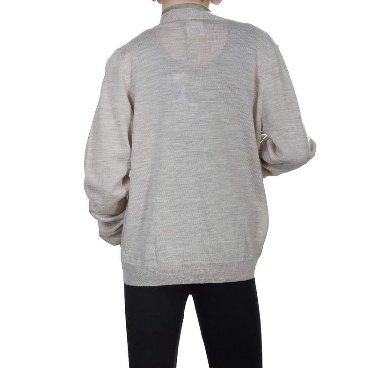 Pre Owned Roma e Tosca Beige Silk Trim Merino Wool Cardigan 12 Yrs 