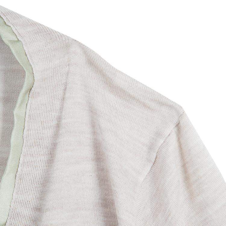 Pre Owned Roma e Tosca Beige Silk Trim Merino Wool Cardigan 12 Yrs 