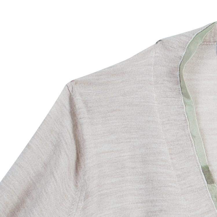 Pre Owned Roma e Tosca Beige Silk Trim Merino Wool Cardigan 12 Yrs 