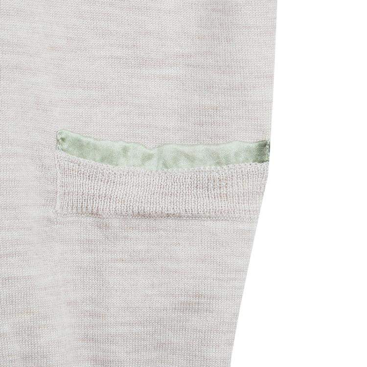 Pre Owned Roma e Tosca Beige Silk Trim Merino Wool Cardigan 12 Yrs 