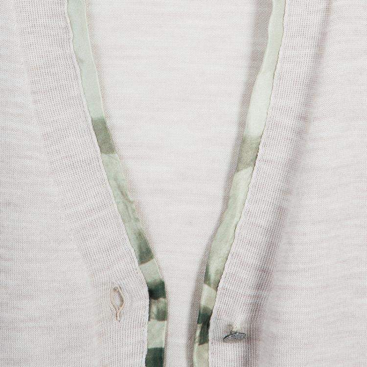 Pre Owned Roma e Tosca Beige Silk Trim Merino Wool Cardigan 12 Yrs 