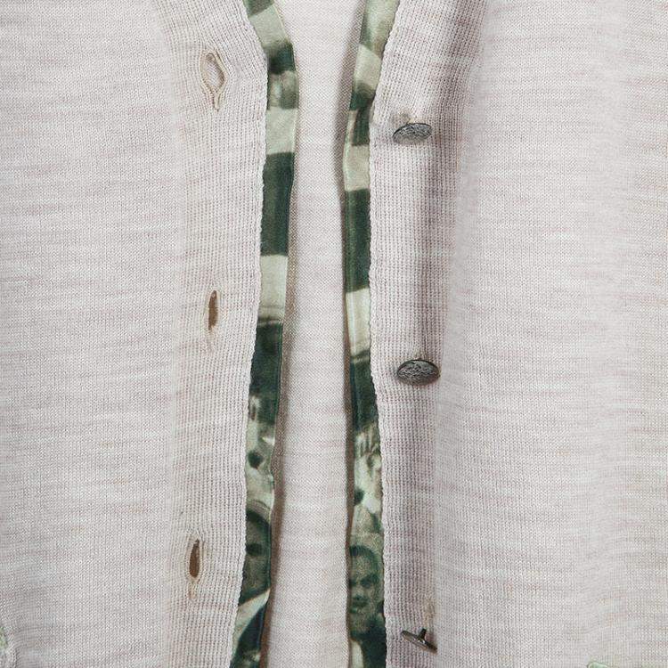 Pre Owned Roma e Tosca Beige Silk Trim Merino Wool Cardigan 12 Yrs 