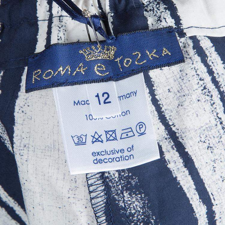 Pre Owned Roma e Tosca Blue & White Striped Adjustable Shorts 12 Yrs 