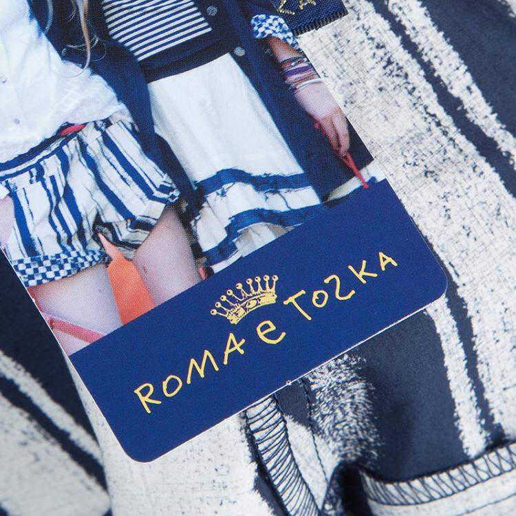 Pre Owned Roma e Tosca Blue & White Striped Adjustable Shorts 12 Yrs 