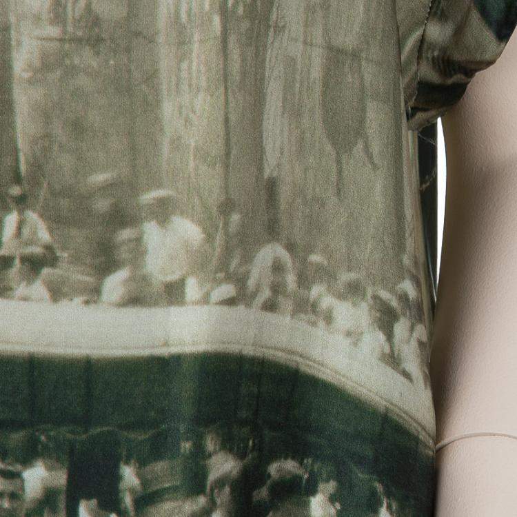 Pre Owned Roma e Tosca Beige New York Printed Silk Tunic Dress 10 Yrs 