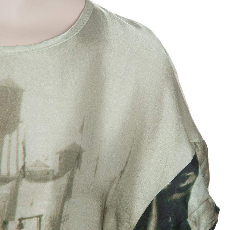 Pre Owned Roma e Tosca Beige New York Printed Silk Tunic Dress 12 Yrs 