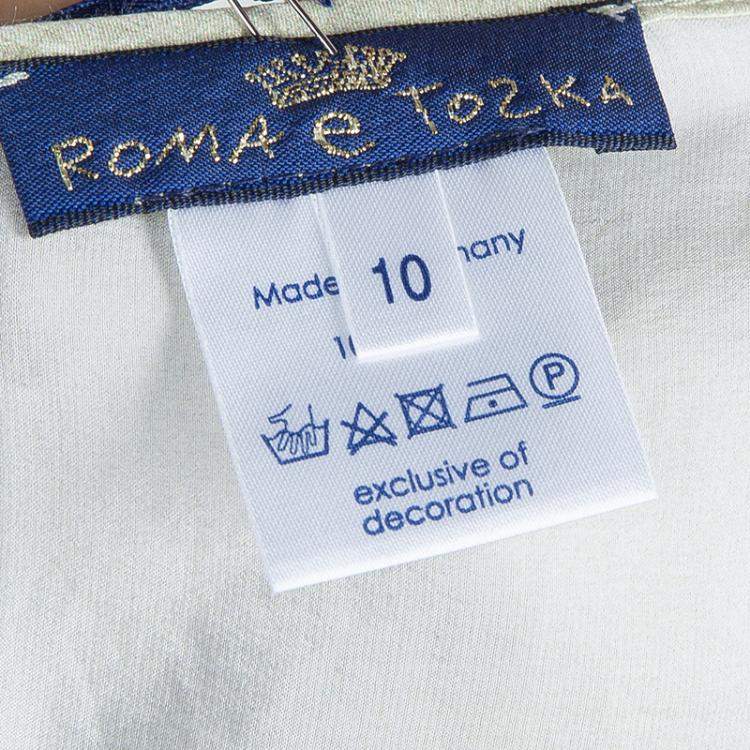 Pre Owned Roma e Tosca Beige New York Printed Silk Tunic Dress 12 Yrs 