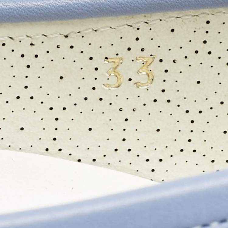 Pre Owned Salvatore Ferragamo Blue Perforated Leather Ballet Flats Size 33