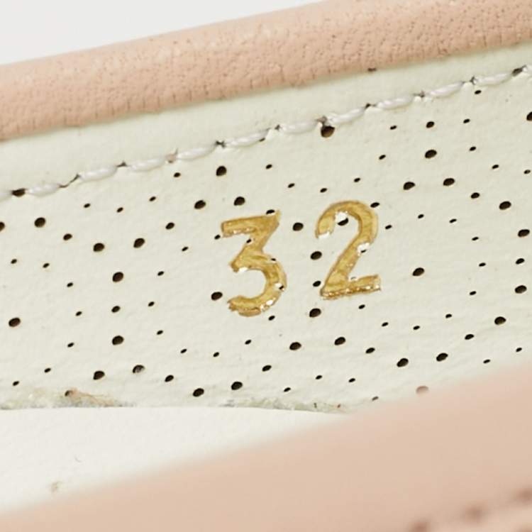 Pre Owned Salvatore Ferragamo Beige Perforated Leather Ballet Flats Size 32