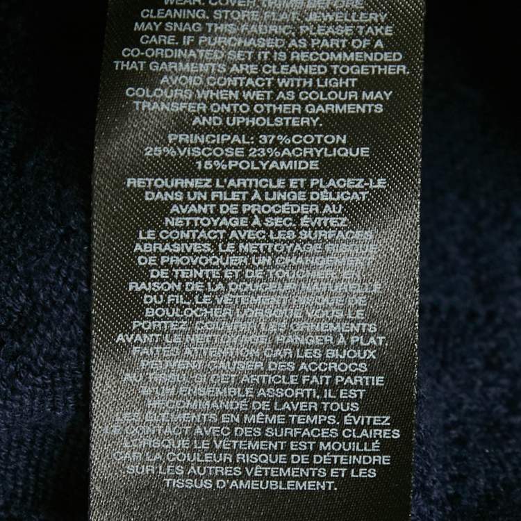 Pre Owned Self-Portrait Navy Blue Textured Pointelle Knit Cardigan 8-10Yrs