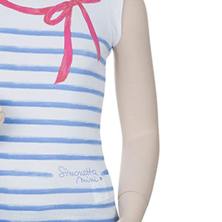 Pre Owned Simonetta Mini White Striped Sleeveless Tshirt 7 Yrs 