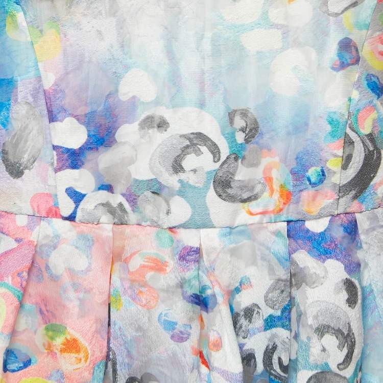 Pre Owned Simonetta Multicolor Abstract Print Crepe Pleated Sleeveless Dress 12 Yrs