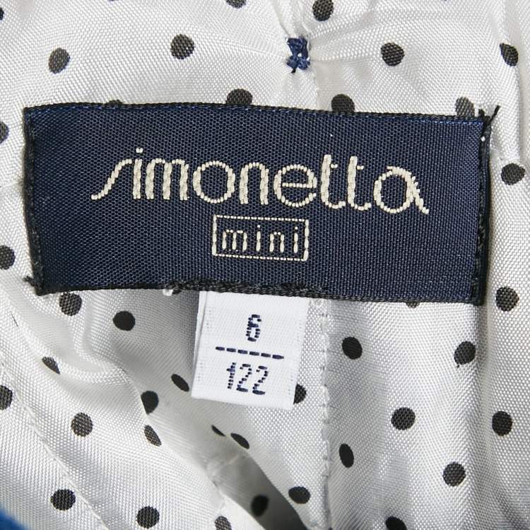 Pre Owned Simonetta Kids Navy Blue Wool Detachable Hood Double Breasted Coat 6 Yrs