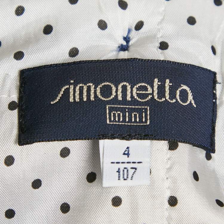 Pre Owned Simonetta Kids Navy Blue Wool Detachable Hood Double Breasted Coat 4 Yrs