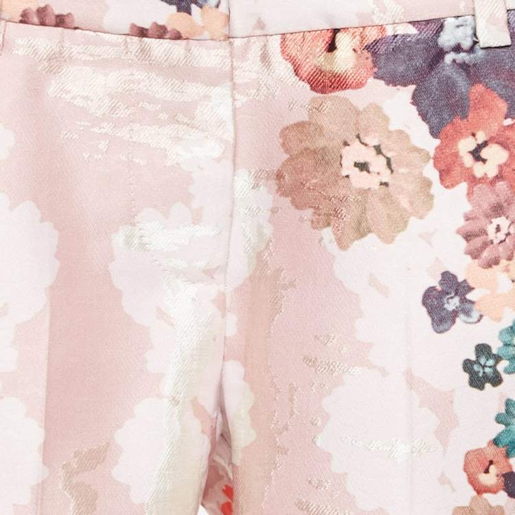Pre Owned Simonetta Kids Pink Floral Jacquard Trouser 6 Yrs 
