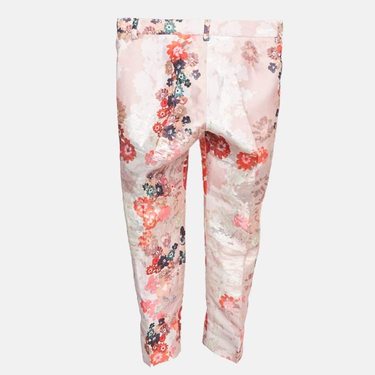 Pre Owned Simonetta Kids Pink Floral Jacquard Trouser 6 Yrs 