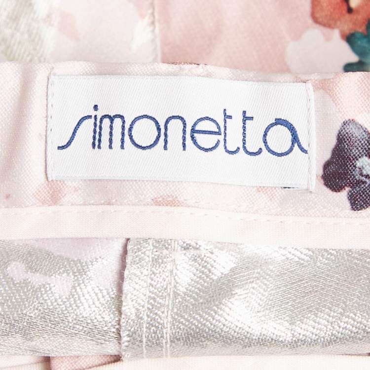 Pre Owned Simonetta Kids Pink Floral Jacquard Trouser 6 Yrs 