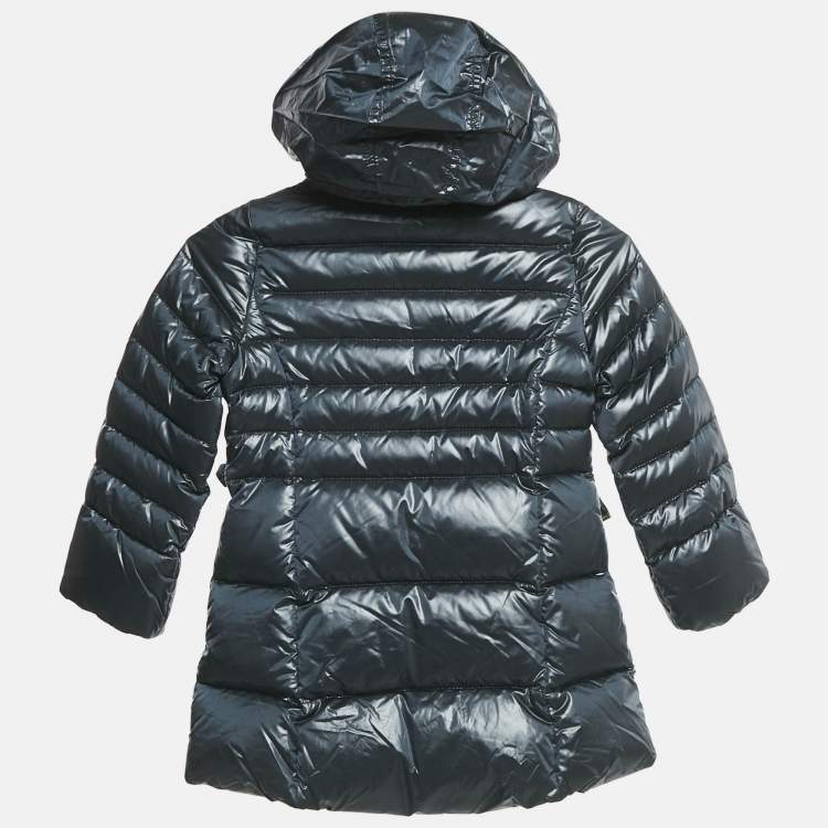 Pre Owned Simonetta Kids Navy Blue Nylon Hooded Down Jacket 4 Yrs