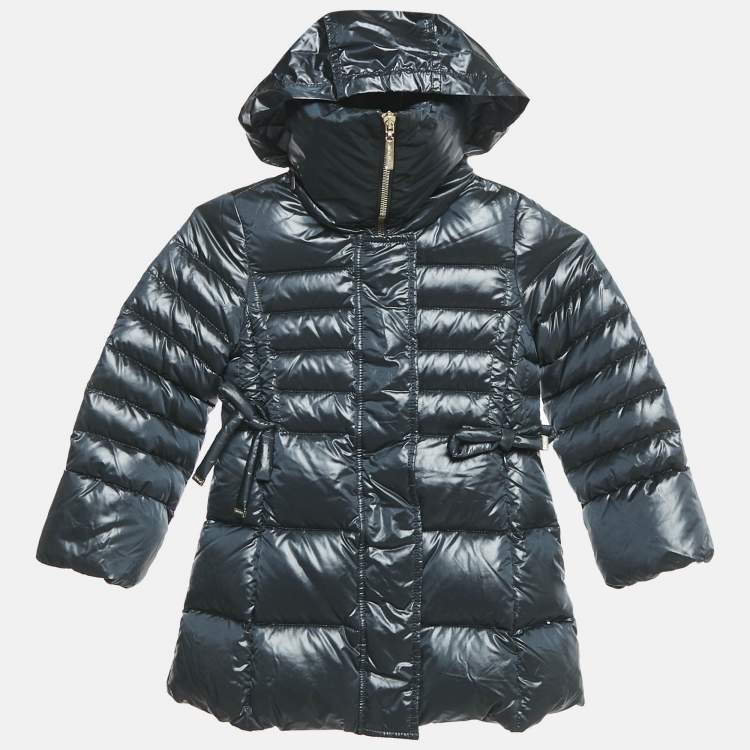 Pre Owned Simonetta Kids Navy Blue Nylon Hooded Down Jacket 4 Yrs