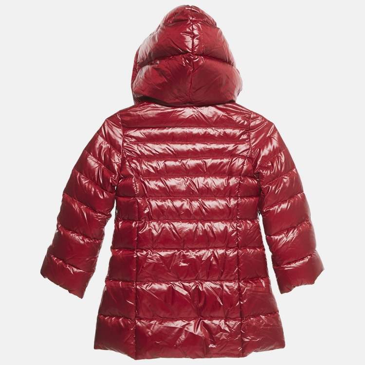 Pre Owned Simonetta Kids Dark Red Nylon Zip-Up Hooded Down Jacket 6 Yrs