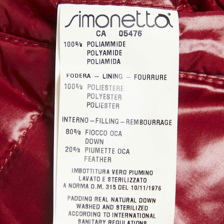 Pre Owned Simonetta Kids Dark Red Nylon Zip-Up Hooded Down Jacket 6 Yrs