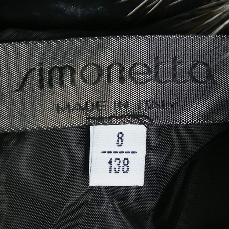 Pre Owned Simonetta Kids Black Nylon Detachable Fur Belted Down Jacket 8 Yrs