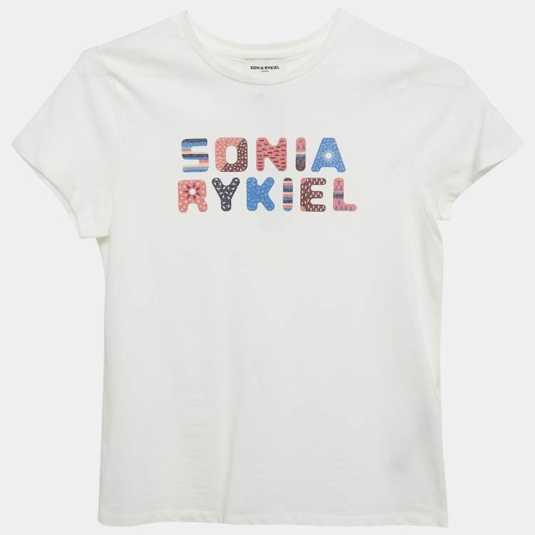 Pre Owned Sonia Rykiel Kids White Printed Jersey T-Shirt 12 Yrs 