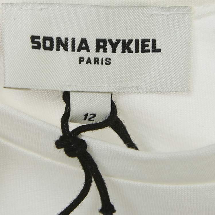 Pre Owned Sonia Rykiel Kids White Printed Jersey T-Shirt 12 Yrs 