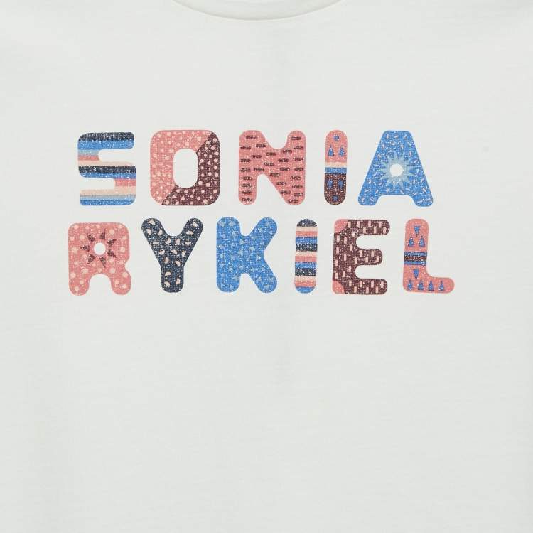 Pre Owned Sonia Rykiel Kids White Logo Print Cotton Crew Neck T-Shirt 12 Yrs