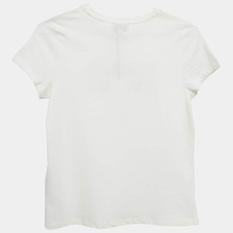 Pre Owned Sonia Rykiel Kids White Logo Print Cotton Crew Neck T-Shirt 12 Yrs