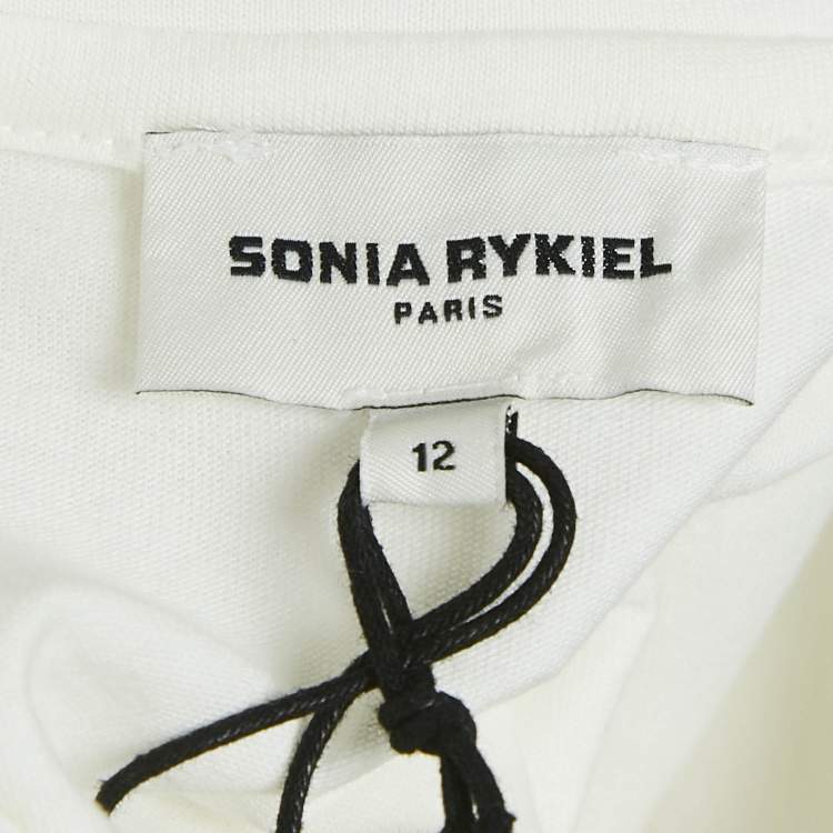 Pre Owned Sonia Rykiel Kids White Logo Print Cotton Crew Neck T-Shirt 12 Yrs