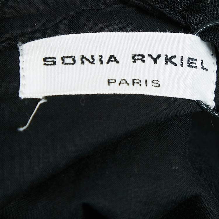 Pre Owned Sonia Rykiel Black Star Print Tulle Ruffled Long Dress 14 Yrs