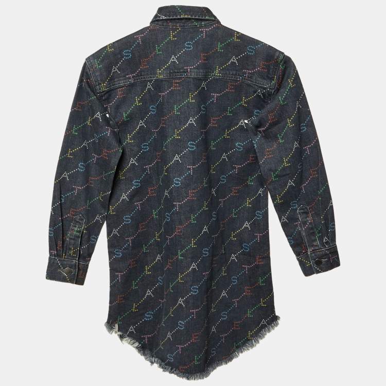 Pre Owned Stella McCartney Kids Grey Logo Print Denim Dress 8 Yrs 