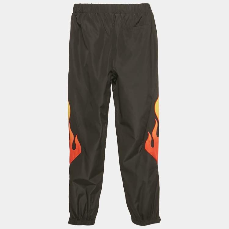 Pre Owned Stella McCartney Kids Black Flame Print Synthetic Trousers 14Yrs 