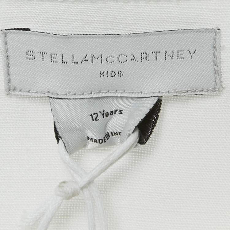 Pre Owned Stella McCartney Kids White Sunflower Embroidered Linen Blend Dress 12 Yrs 
