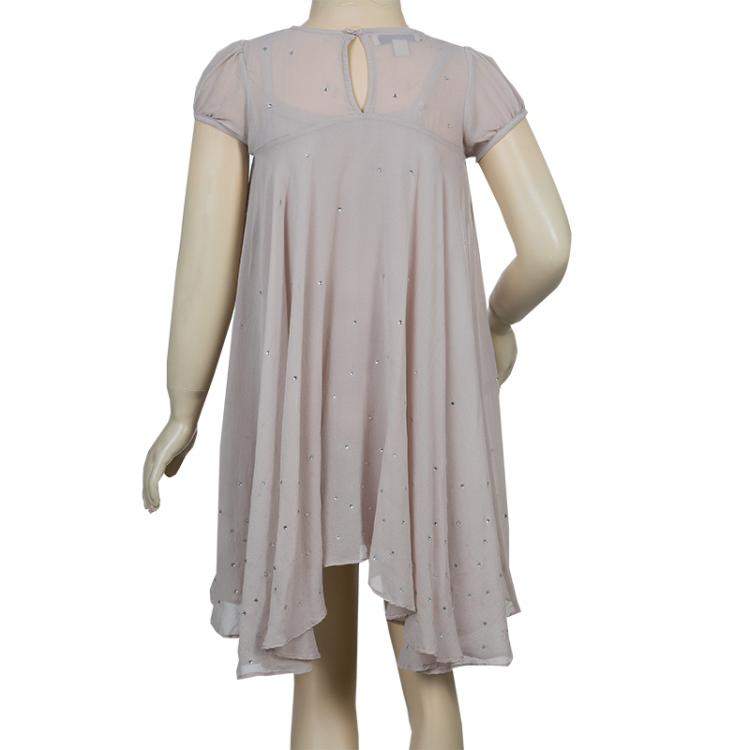 Pre Owned Stella McCartney Kids Beige Crystal Studded Dress 5 Yrs