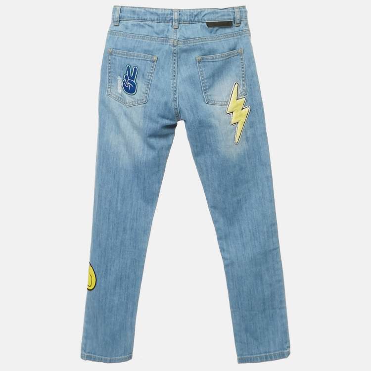 Pre Owned Stella McCartney Blue Denim Applique Detail Jeans 10 Yrs Waist 24"