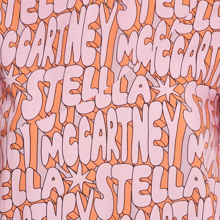 Pre Owned Stella McCartney Kids Pink Logo Printed Viscose Blend Short Dress 12 Yrs 