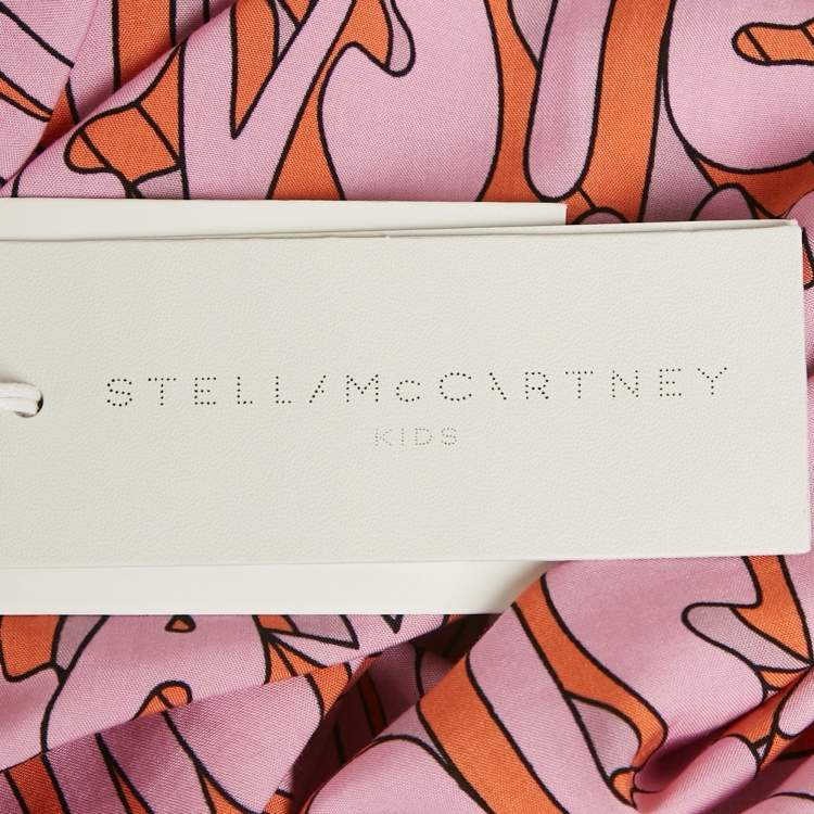 Pre Owned Stella McCartney Kids Pink Logo Printed Viscose Blend Short Dress 12 Yrs 